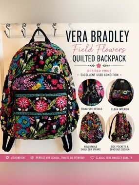 Vera Bradley retired Field Flowers Quilted Backpack